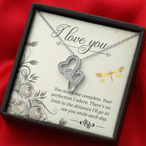 I love you :Special Double Hearts Necklace - Necklace for her